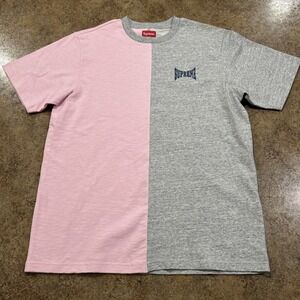 Supreme Split S/S Top Pink/Heather Gray T-shirt Size Large